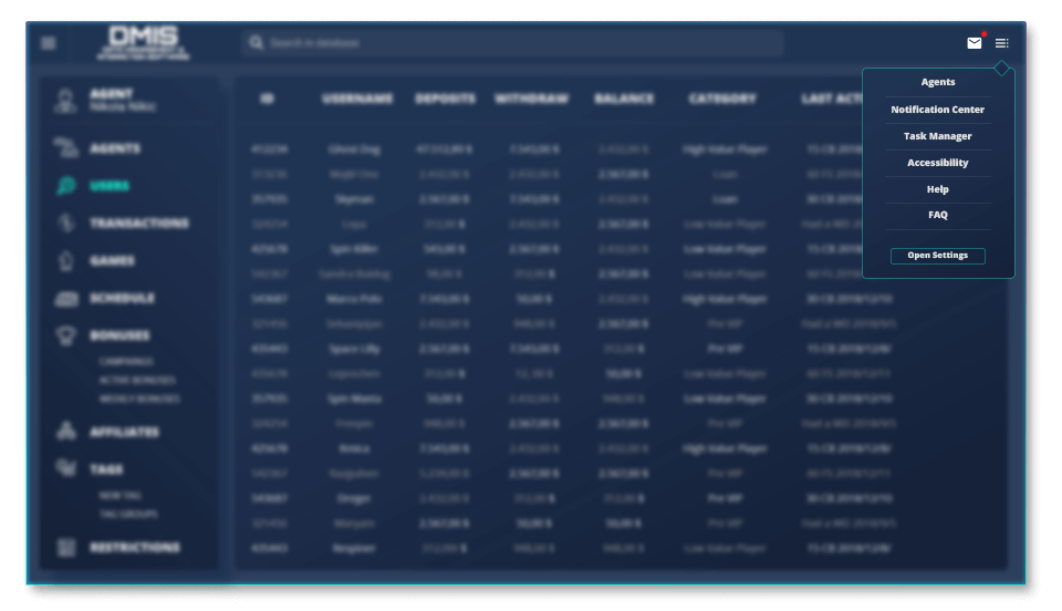 Notifications in Data Management and Interaction Software